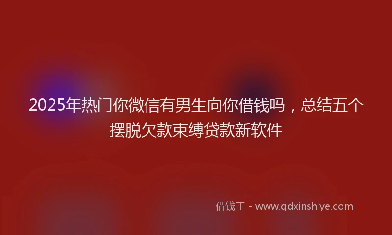 2025年热门你微信有男生向你借钱吗，总结五个摆脱欠款束缚贷款新软件
