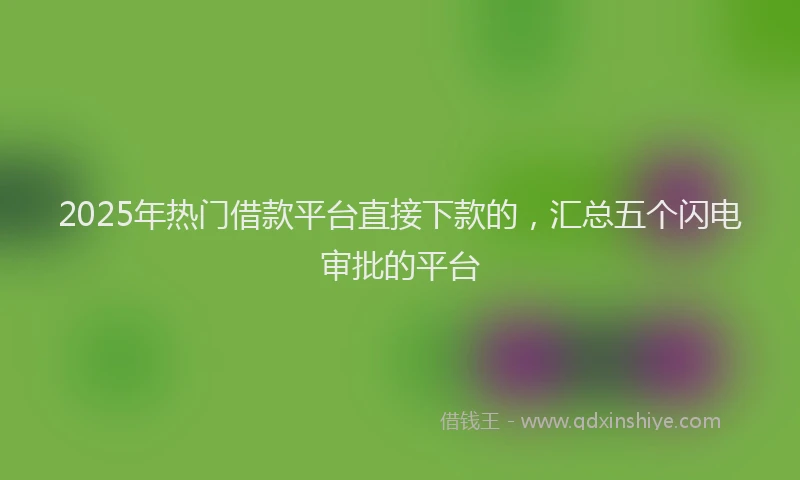 2025年热门借款平台直接下款的，汇总五个闪电审批的平台