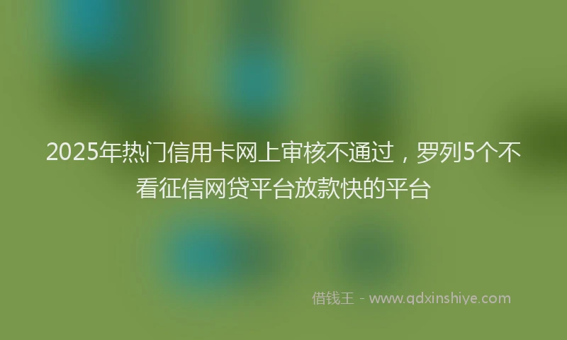 2025年热门信用卡网上审核不通过，罗列5个不看征信网贷平台放款快的平台