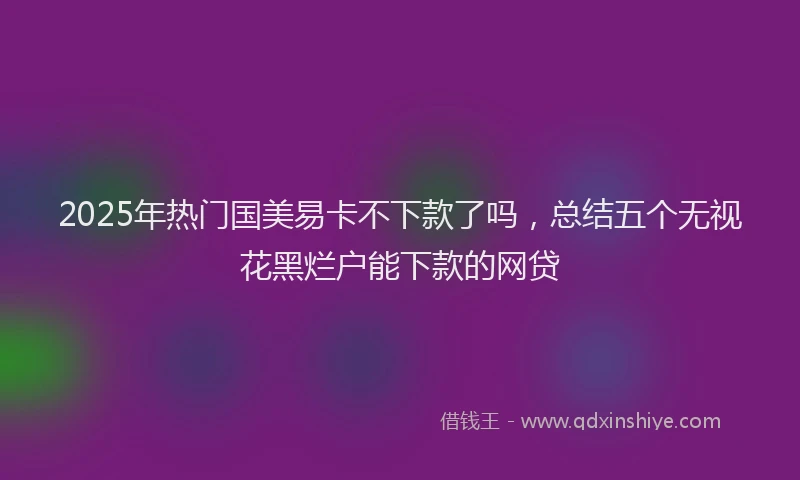 2025年热门国美易卡不下款了吗，总结五个无视花黑烂户能下款的网贷