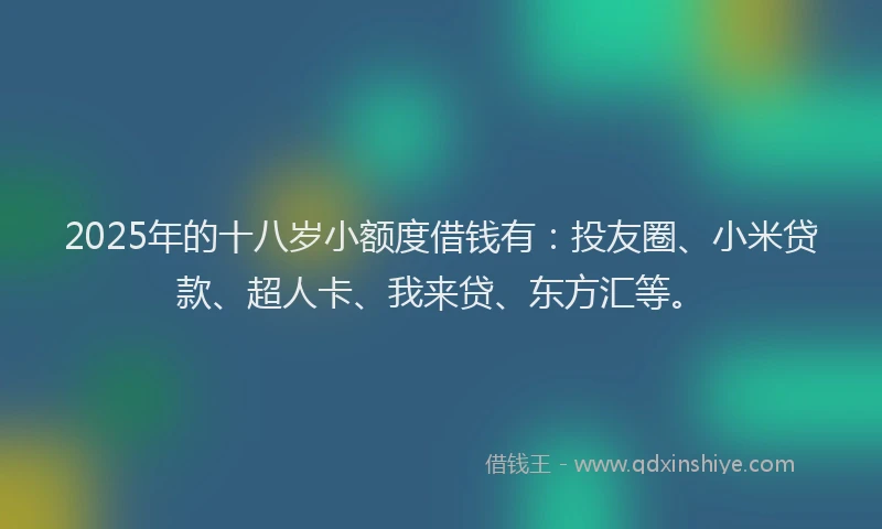 2025年的十八岁小额度借钱有：投友圈、小米贷款、超人卡、我来贷、东方汇等。