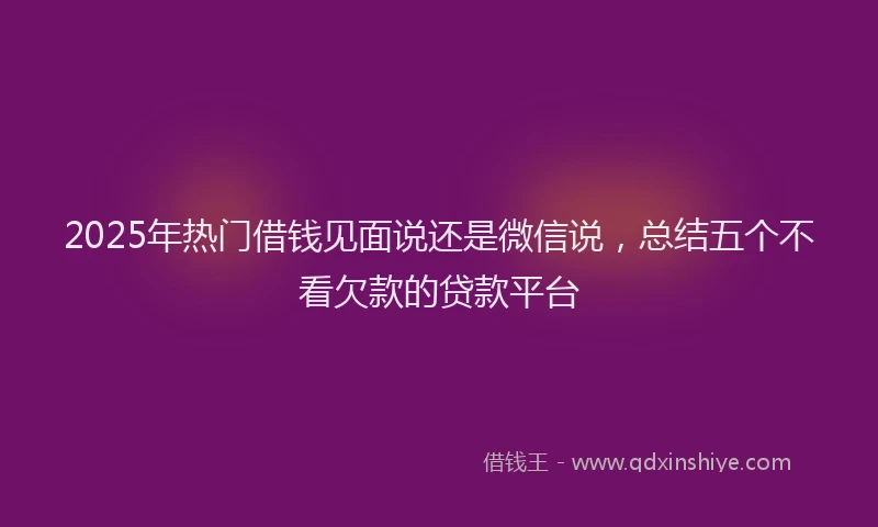 2025年热门借钱见面说还是微信说，总结五个不看欠款的贷款平台