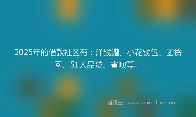 2025年的借款社区有：洋钱罐、小花钱包、团贷网、51人品贷、省呗等。