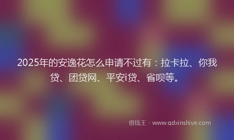 2025年的安逸花怎么申请不过有：拉卡拉、你我贷、团贷网、平安i贷、省呗等。