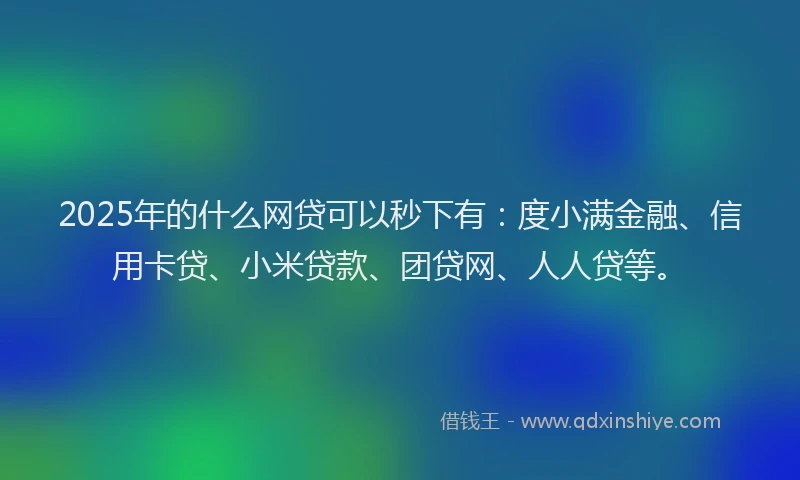 2025年的什么网贷可以秒下有：度小满金融、信用卡贷、小米贷款、团贷网、人人贷等。
