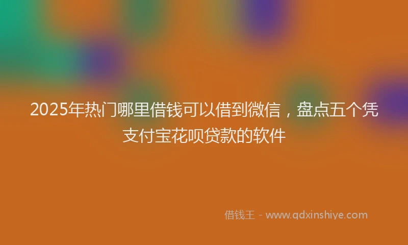 2025年热门哪里借钱可以借到微信，盘点五个凭支付宝花呗贷款的软件