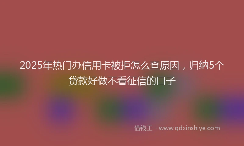 2025年热门办信用卡被拒怎么查原因，归纳5个贷款好做不看征信的口子