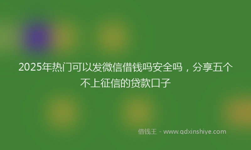 2025年热门可以发微信借钱吗安全吗，分享五个不上征信的贷款口子