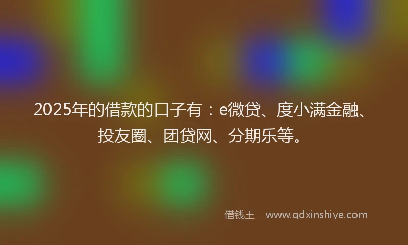 2025年的借款的口子有：e微贷、度小满金融、投友圈、团贷网、分期乐等。