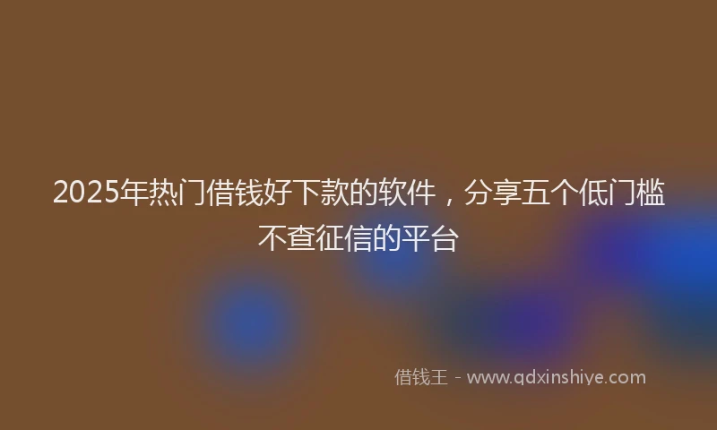 2025年热门借钱好下款的软件，分享五个低门槛不查征信的平台