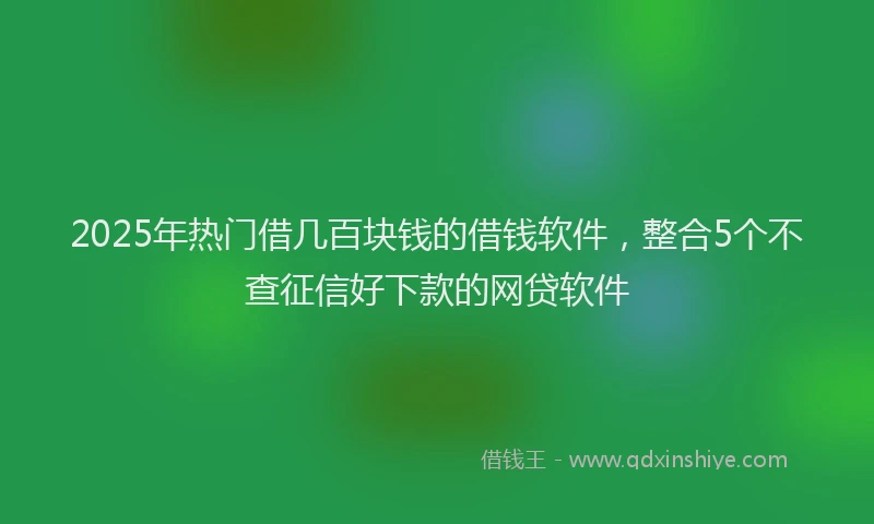 2025年热门借几百块钱的借钱软件，整合5个不查征信好下款的网贷软件
