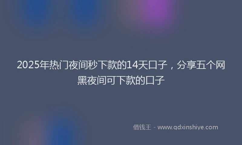 2025年热门夜间秒下款的14天口子，分享五个网黑夜间可下款的口子
