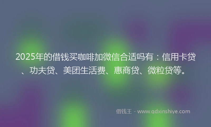 2025年的借钱买咖啡加微信合适吗有：信用卡贷、功夫贷、美团生活费、惠商贷、微粒贷等。