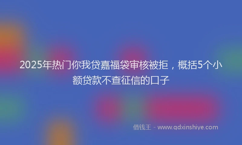 2025年热门你我贷嘉福袋审核被拒，概括5个小额贷款不查征信的口子