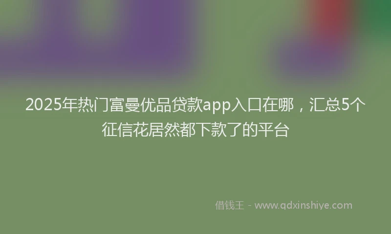 2025年热门富曼优品贷款app入口在哪，汇总5个征信花居然都下款了的平台
