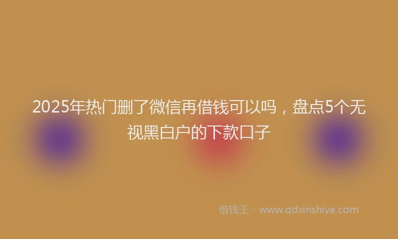 2025年热门删了微信再借钱可以吗，盘点5个无视黑白户的下款口子