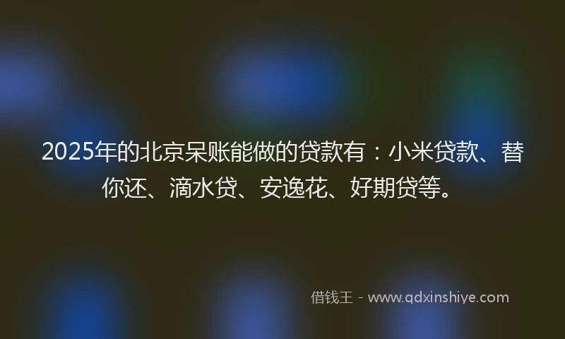 2025年的北京呆账能做的贷款有：小米贷款、替你还、滴水贷、安逸花、好期贷等。
