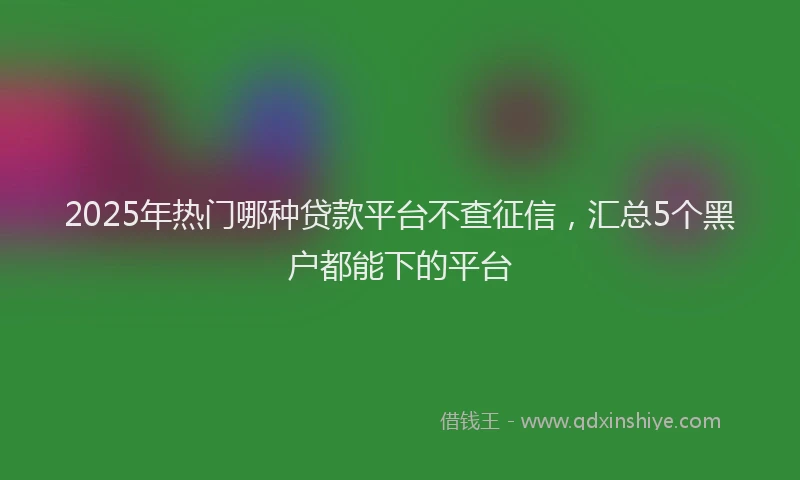 2025年热门哪种贷款平台不查征信，汇总5个黑户都能下的平台