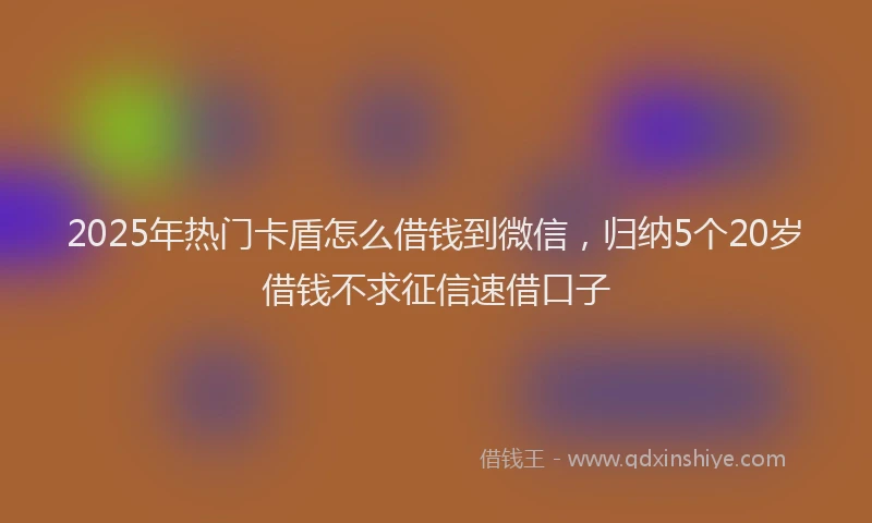 2025年热门卡盾怎么借钱到微信，归纳5个20岁借钱不求征信速借口子