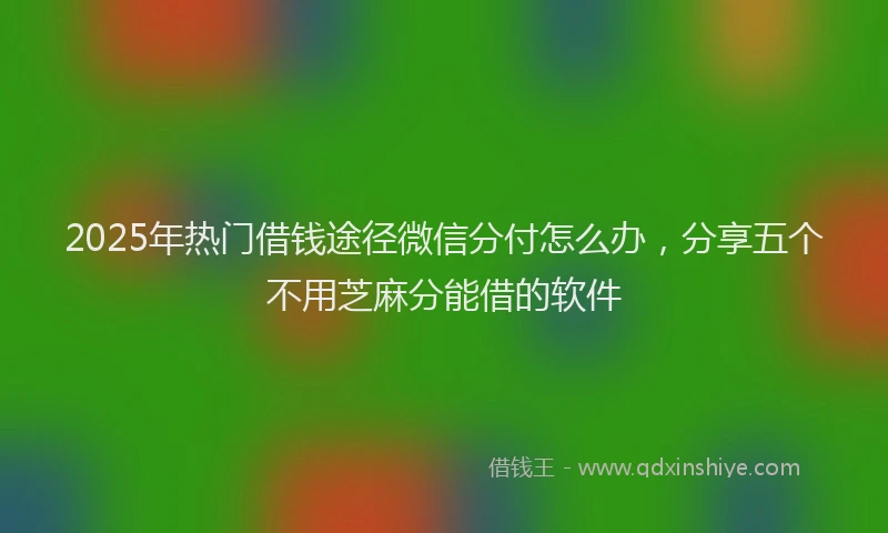 2025年热门借钱途径微信分付怎么办，分享五个不用芝麻分能借的软件