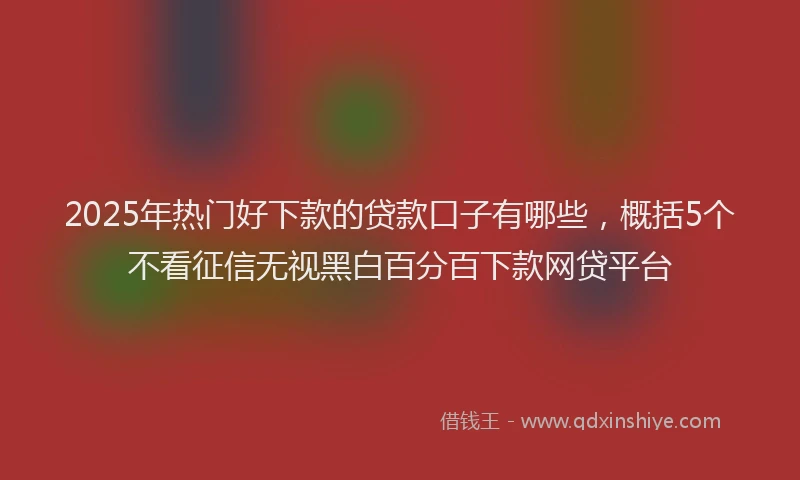 2025年热门好下款的贷款口子有哪些，概括5个不看征信无视黑白百分百下款网贷平台