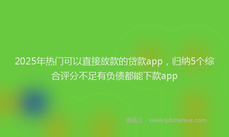 2025年热门可以直接放款的贷款app，归纳5个综合评分不足有负债都能下款app