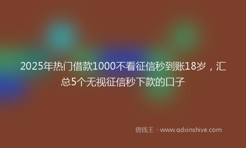 2025年热门借款1000不看征信秒到账18岁，汇总5个无视征信秒下款的口子