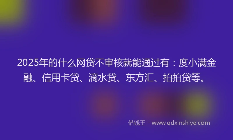 2025年的什么网贷不审核就能通过有：度小满金融、信用卡贷、滴水贷、东方汇、拍拍贷等。