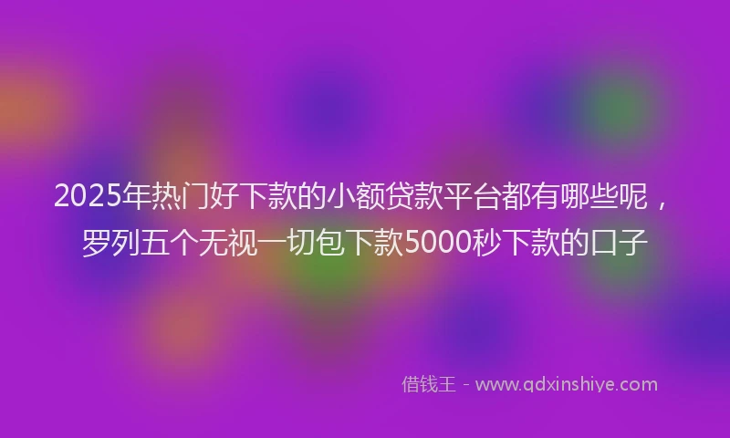 2025年热门好下款的小额贷款平台都有哪些呢，罗列五个无视一切包下款5000秒下款的口子