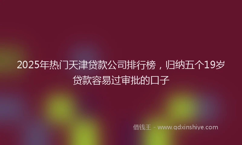 2025年热门天津贷款公司排行榜，归纳五个19岁贷款容易过审批的口子