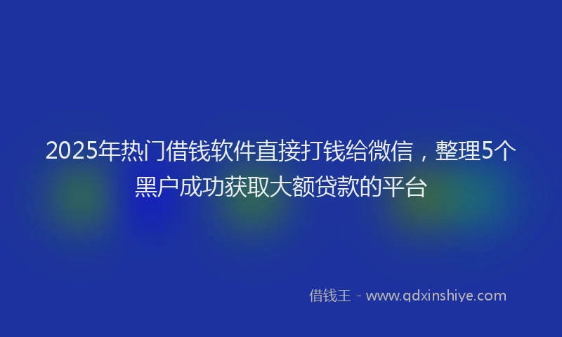 2025年热门借钱软件直接打钱给微信，整理5个黑户成功获取大额贷款的平台