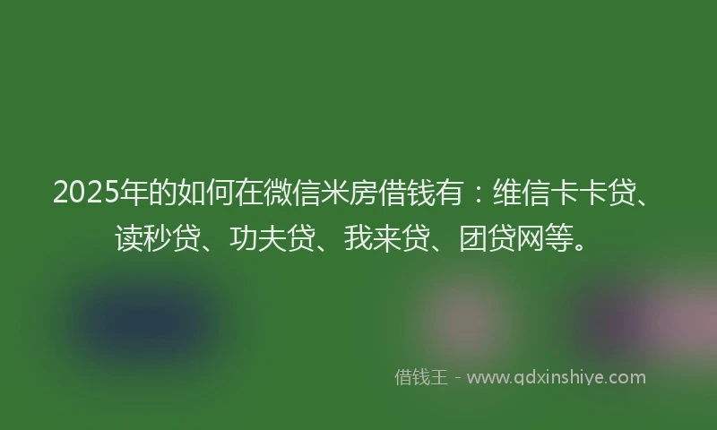 2025年的如何在微信米房借钱有：维信卡卡贷、读秒贷、功夫贷、我来贷、团贷网等。