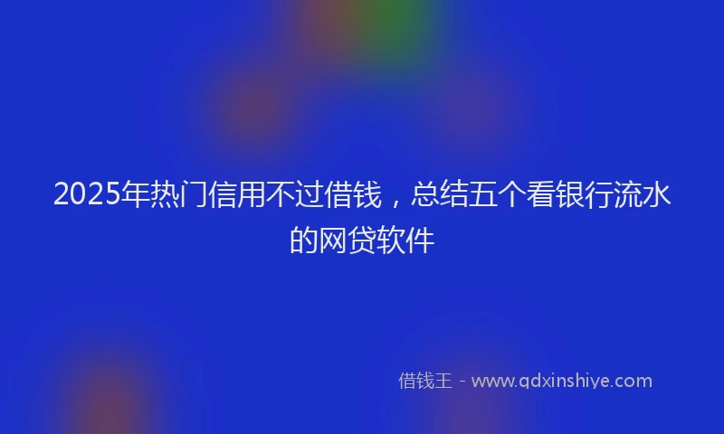 2025年热门信用不过借钱，总结五个看银行流水的网贷软件