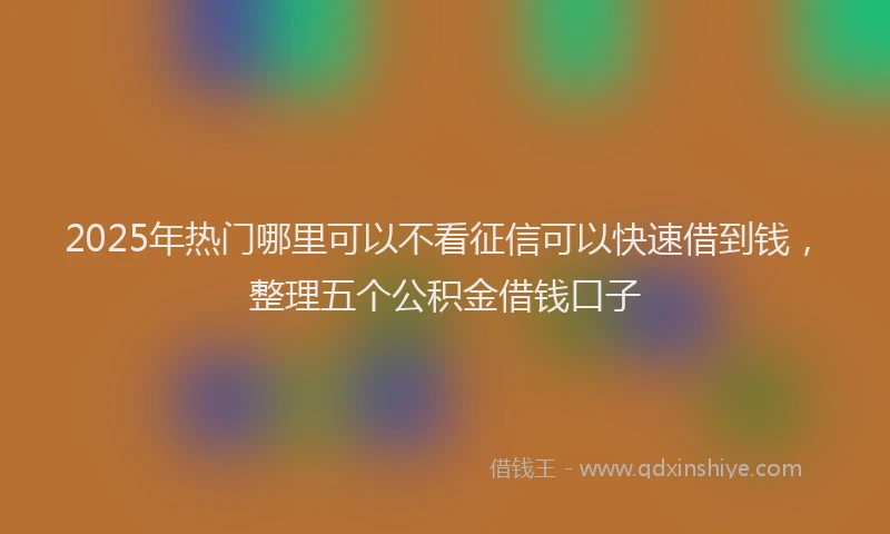 2025年热门哪里可以不看征信可以快速借到钱，整理五个公积金借钱口子