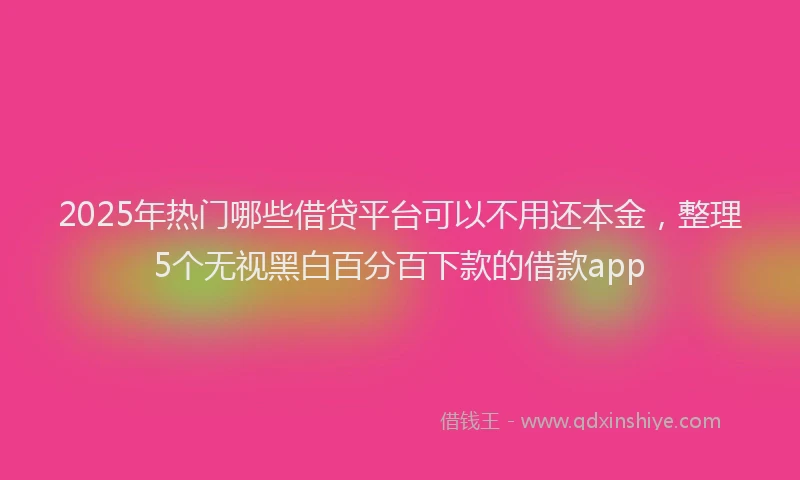 2025年热门哪些借贷平台可以不用还本金，整理5个无视黑白百分百下款的借款app