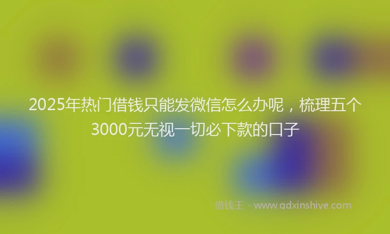 2025年热门借钱只能发微信怎么办呢，梳理五个3000元无视一切必下款的口子