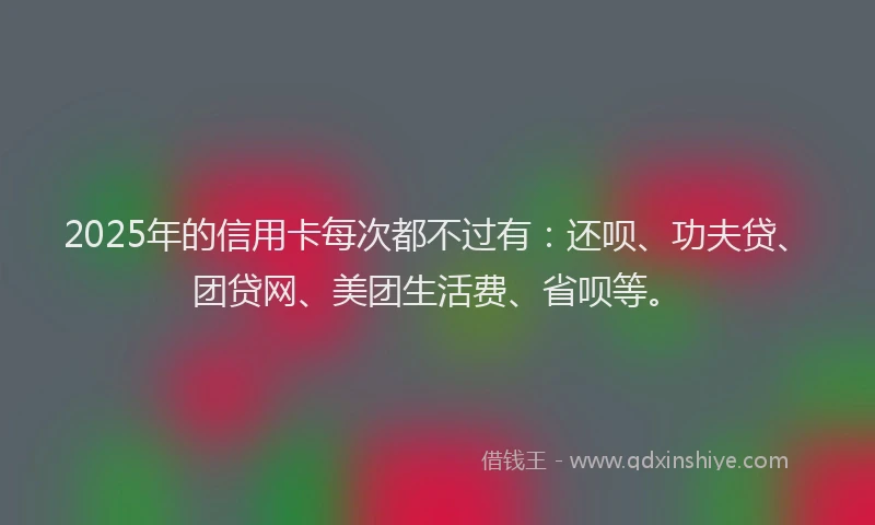 2025年的信用卡每次都不过有：还呗、功夫贷、团贷网、美团生活费、省呗等。