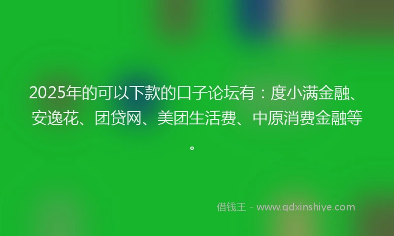 2025年的可以下款的口子论坛有：度小满金融、安逸花、团贷网、美团生活费、中原消费金融等。