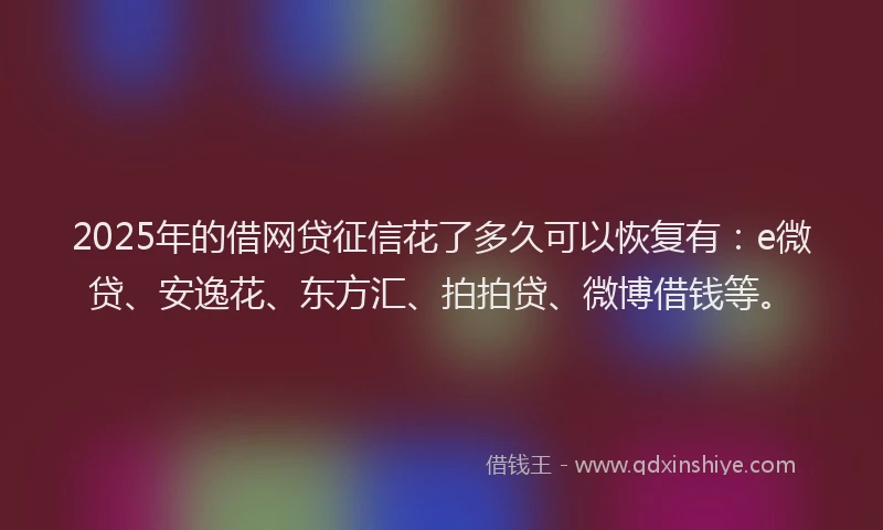 2025年的借网贷征信花了多久可以恢复有：e微贷、安逸花、东方汇、拍拍贷、微博借钱等。