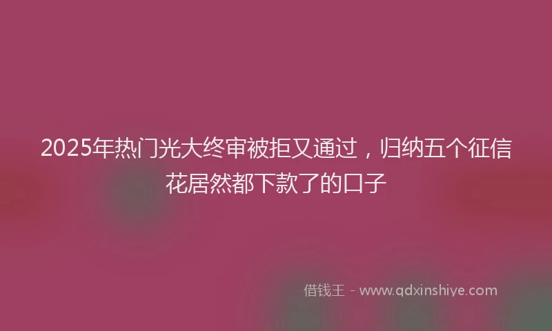 2025年热门光大终审被拒又通过，归纳五个征信花居然都下款了的口子