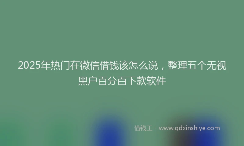 2025年热门在微信借钱该怎么说，整理五个无视黑户百分百下款软件