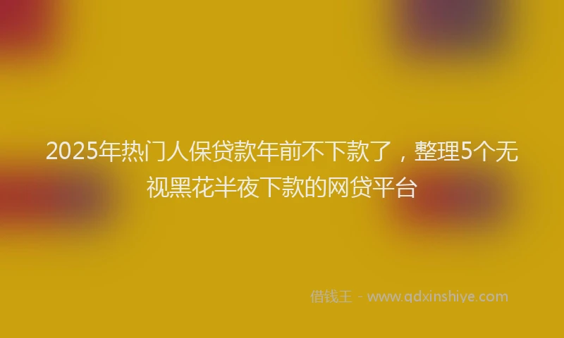 2025年热门人保贷款年前不下款了，整理5个无视黑花半夜下款的网贷平台
