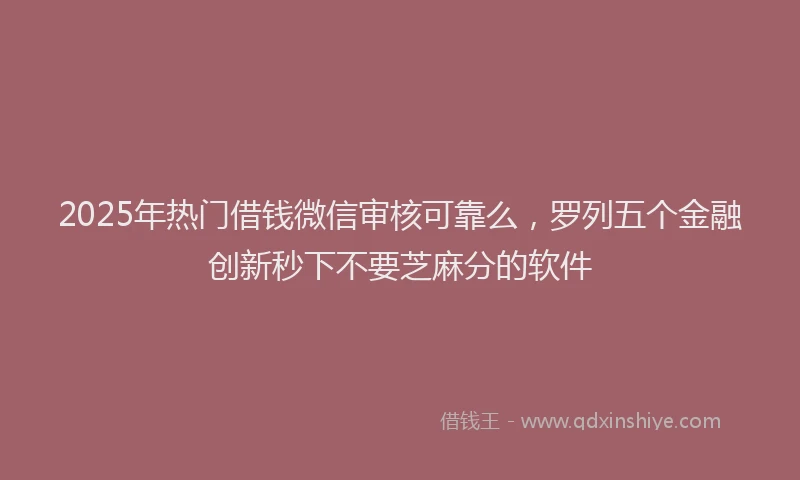 2025年热门借钱微信审核可靠么，罗列五个金融创新秒下不要芝麻分的软件