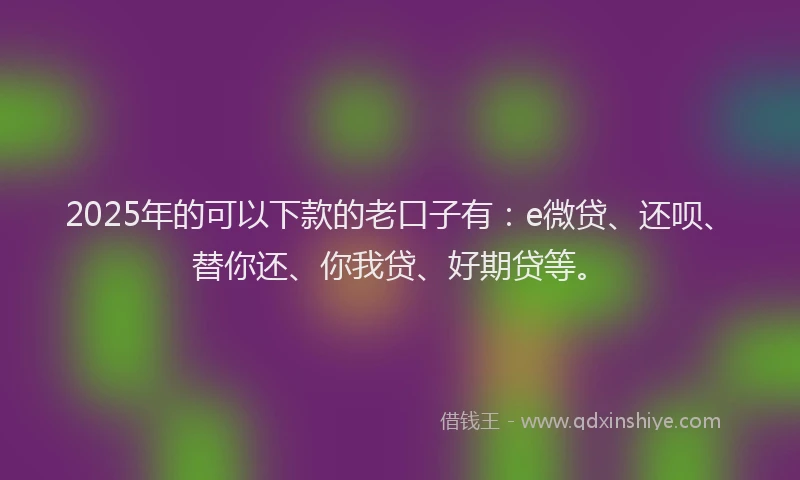 2025年的可以下款的老口子有：e微贷、还呗、替你还、你我贷、好期贷等。