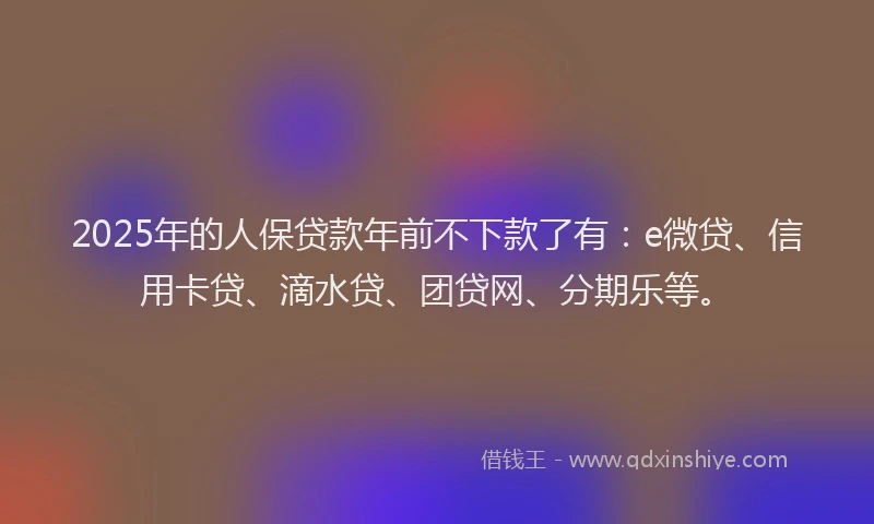2025年的人保贷款年前不下款了有：e微贷、信用卡贷、滴水贷、团贷网、分期乐等。