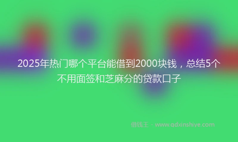 2025年热门哪个平台能借到2000块钱，总结5个不用面签和芝麻分的贷款口子