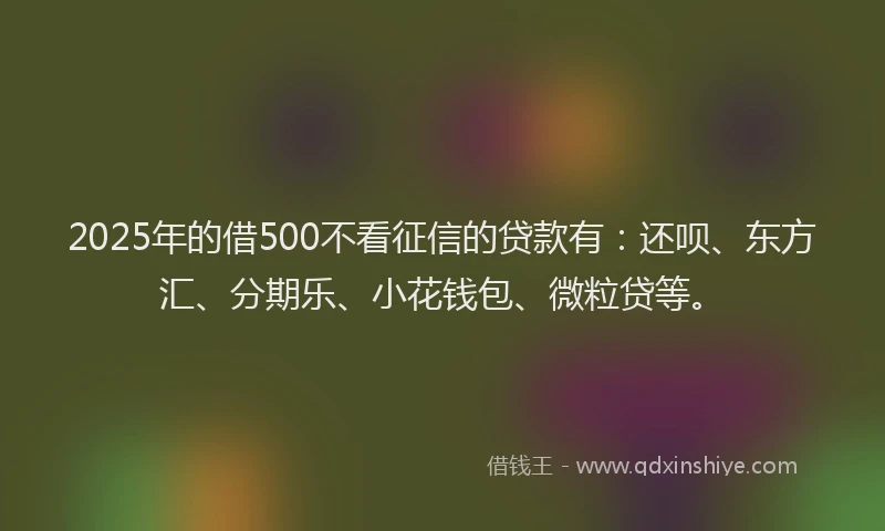 2025年的借500不看征信的贷款有：还呗、东方汇、分期乐、小花钱包、微粒贷等。