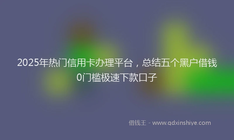 2025年热门信用卡办理平台，总结五个黑户借钱0门槛极速下款口子