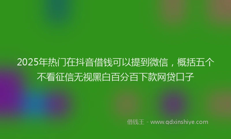 2025年热门在抖音借钱可以提到微信，概括五个不看征信无视黑白百分百下款网贷口子