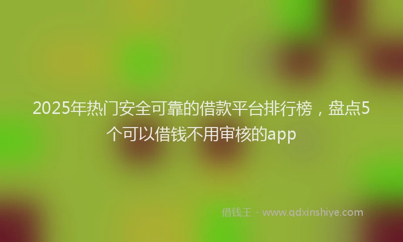 2025年热门安全可靠的借款平台排行榜，盘点5个可以借钱不用审核的app
